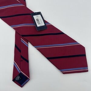 Daniel Cremieux Hand Tailored Red Stripe Silk‎ Neck Tie Hand Made USA